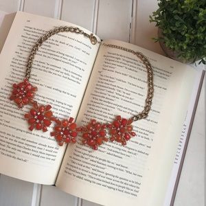 Orange-ish flower statement necklace